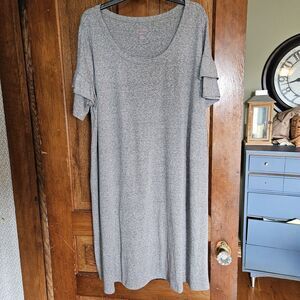 Isabel Maternity Gray Ruffle Sleeve Midi Dress XXL | Soft Knit Scoop Neck